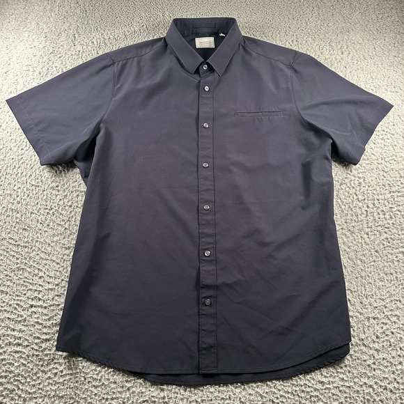 7 Diamonds Men's 4 Way Stretch Performance Button Down Shirt‎ Navy XL - Picture 2 of 8